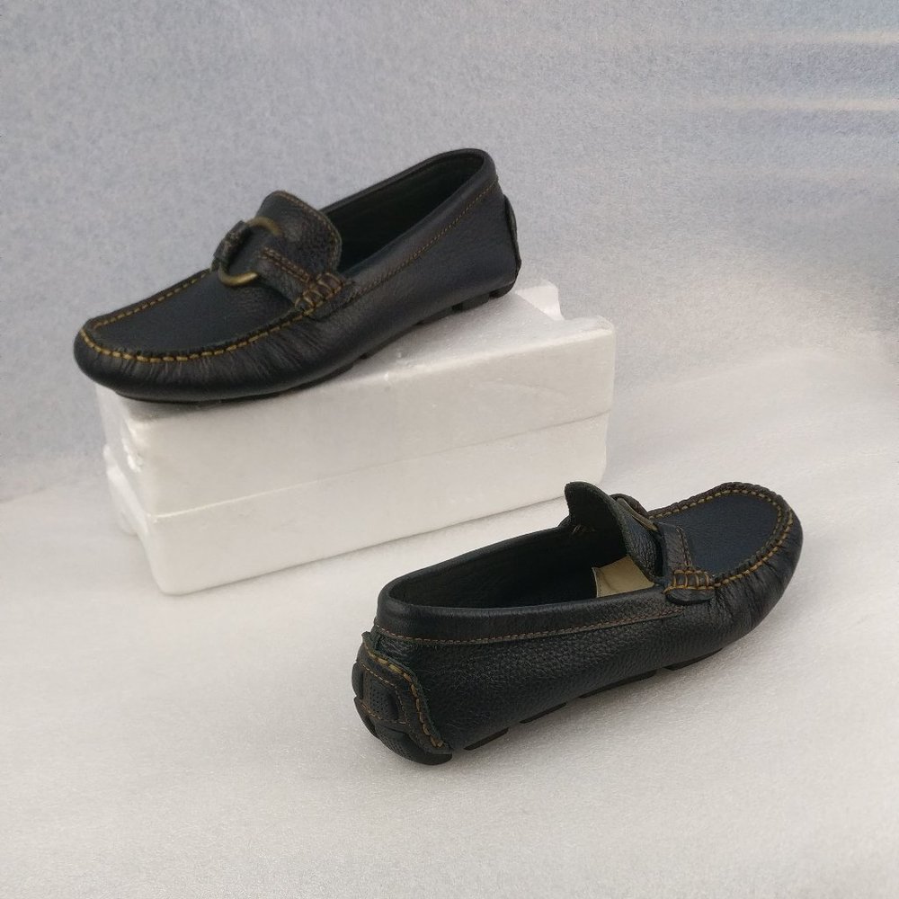 Black Pebbled Leather Driving Moccasin Penny Loafer 8us/6uk Whimsy Goth O'ring